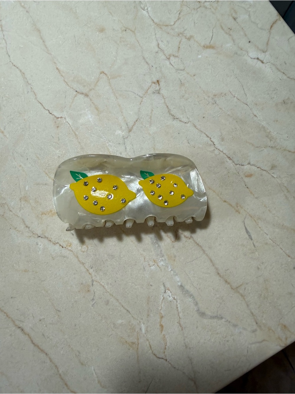 Anthropologie Yellow Lemon Rhinestone Claw Clip